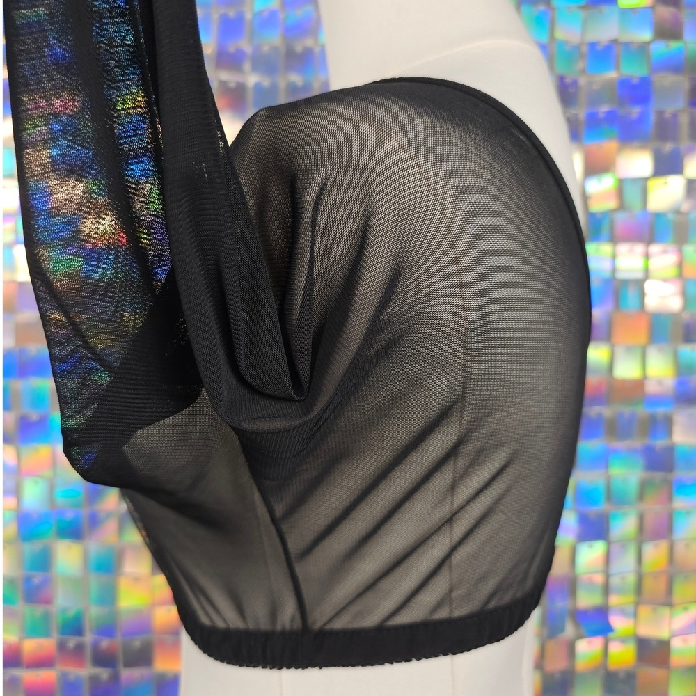 Sheer Mesh Shrug Bolero Women Stretchy One Size Black Excellent Rave Festival - Picture 4 of 8